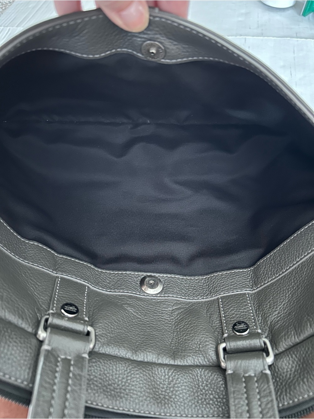 Coach Metropolitan Gray Leather Messenger Briefcase with Shoulder Strap - Picture 5 of 14